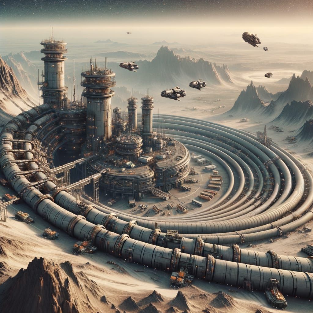 Asteroid Mining Colony in a Desolate Extraterrestrial Landsc...