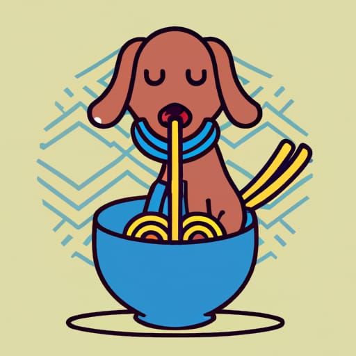 Weiner Dog Sipping Ramen