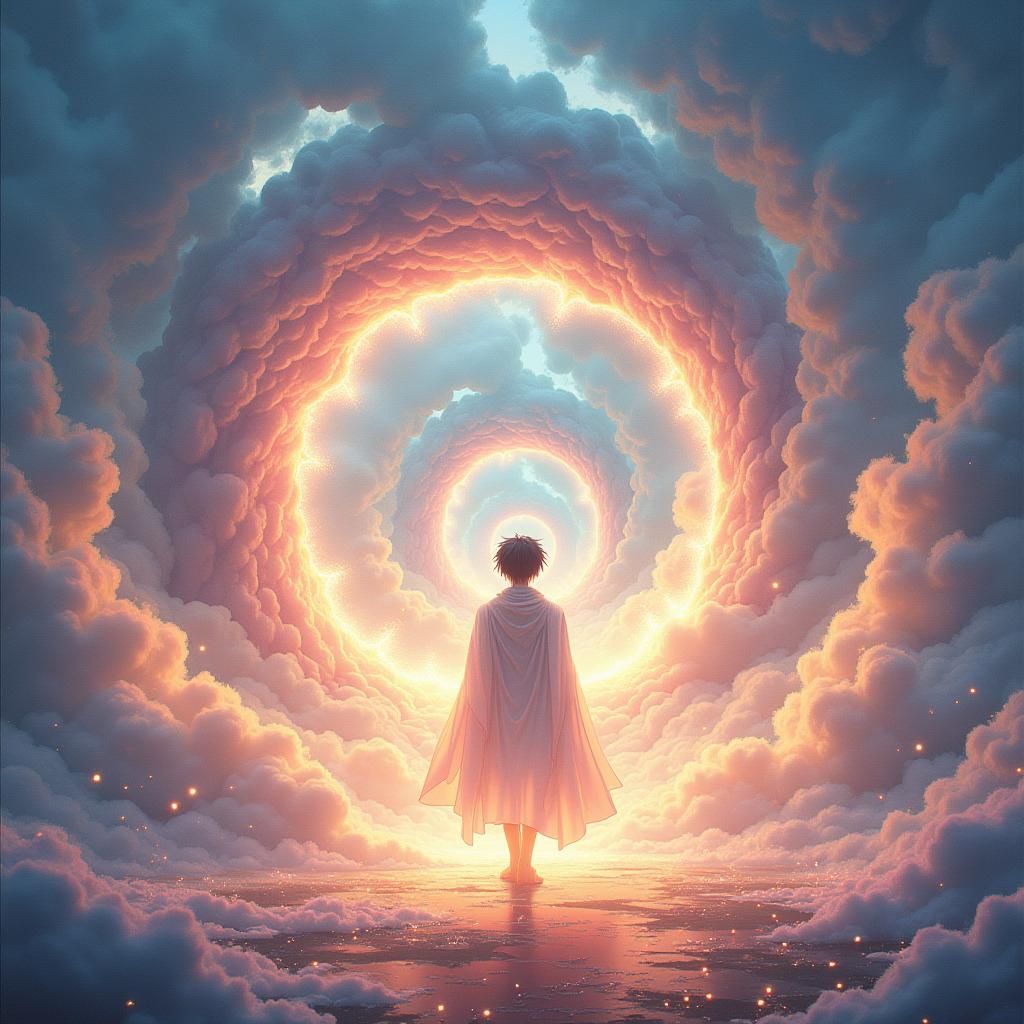 Ethereal Anime Man with Sparkling Swords