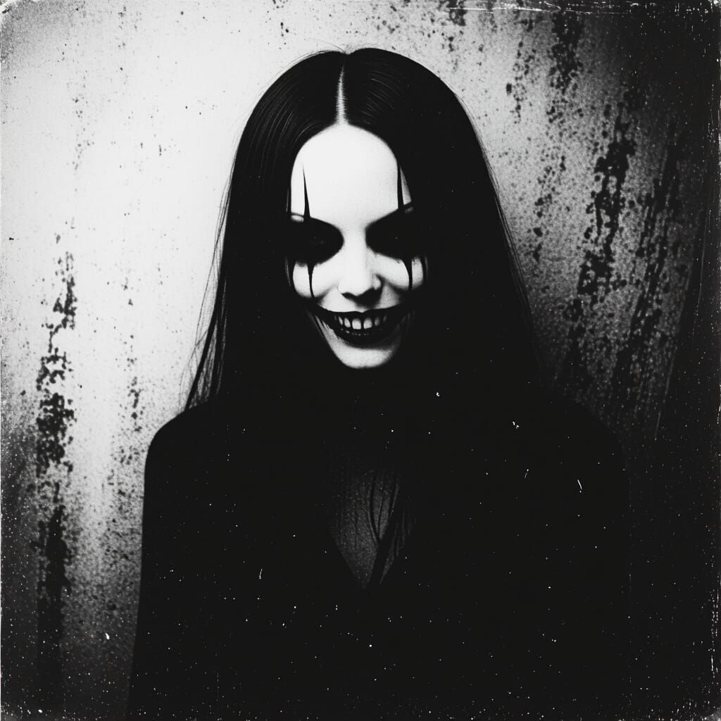 Distorted Ghost Woman: Dark Aesthetic Black and White Photo