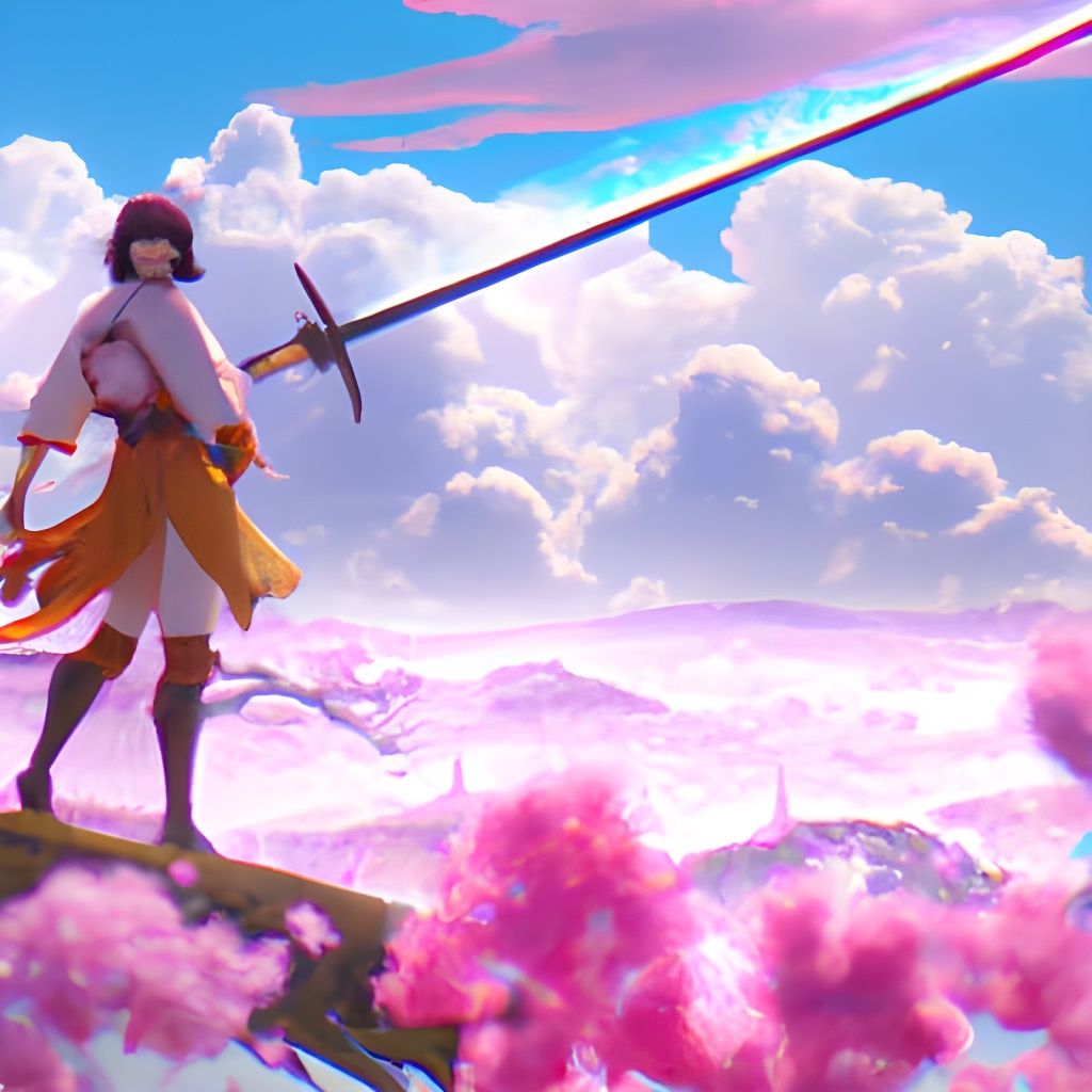 Pink Samurai in Studio Ghibli Anime Style