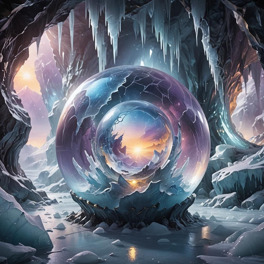 Icy Cave Fantasy Concept Art in Pastel Colors