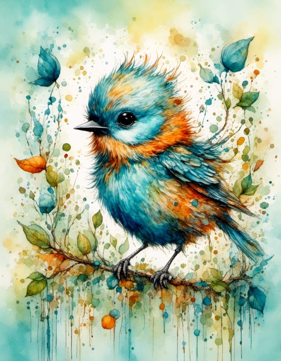 Delightful Vintage Bird Portrait with Enhanced Color