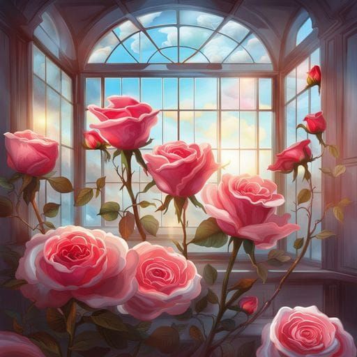 Illuminated Roses in Glass Dome