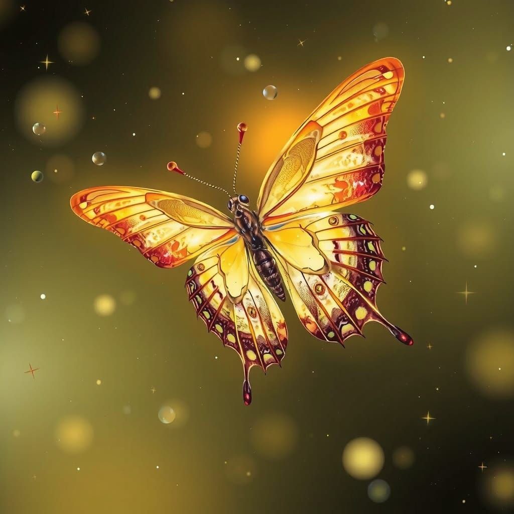 Majestic Winged Fairy Flies High Among Stars and Planets