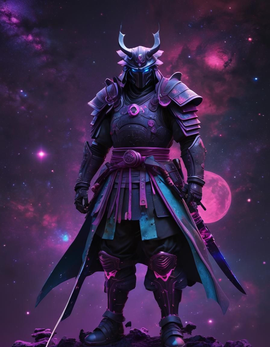Dark Samurai in Galaxy: Urban Vector Art
