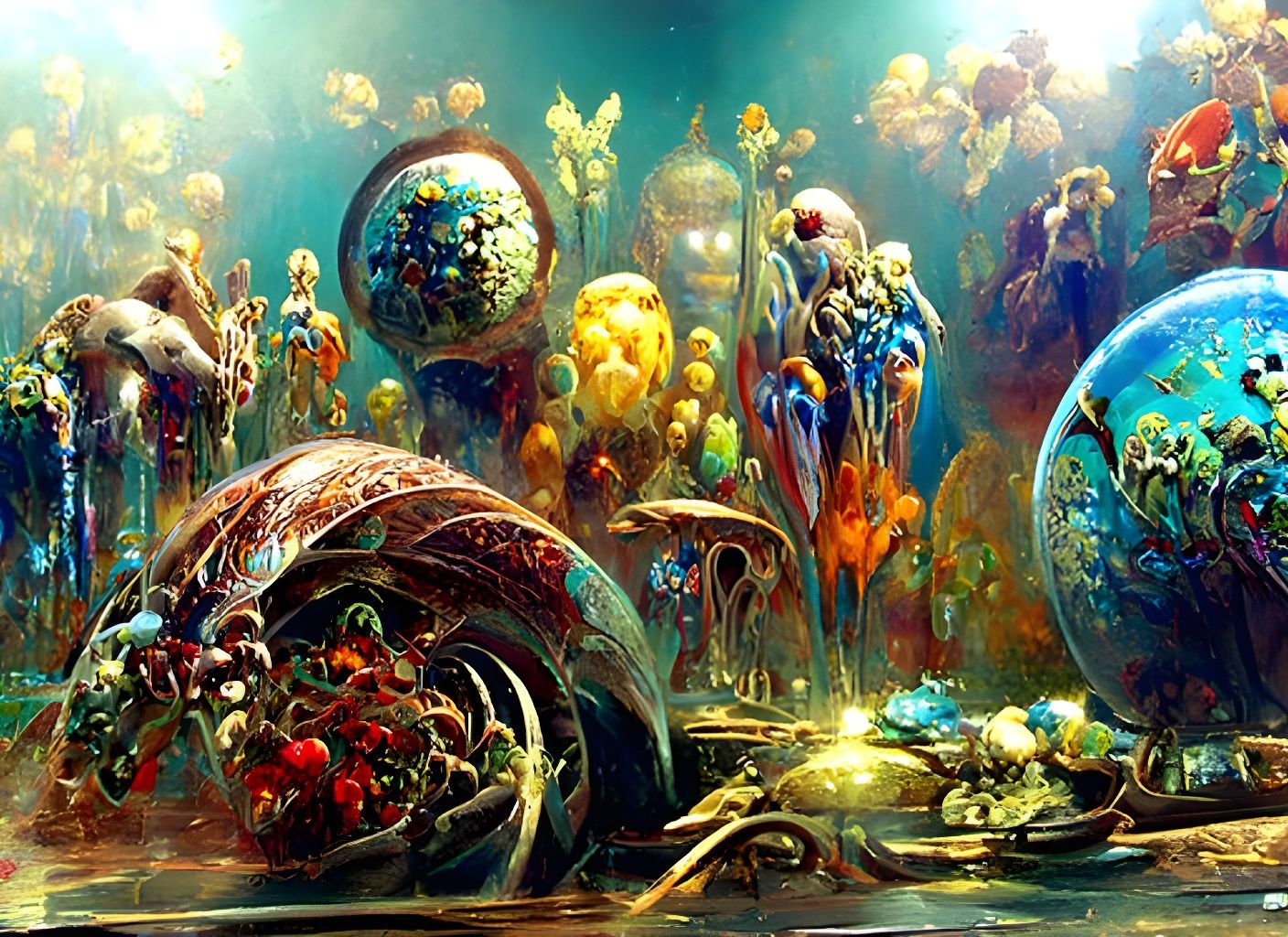 Vibrant Ocean Floor with Coral Reefs, Digital Art
