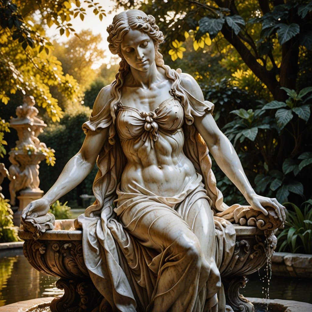 Lilith Bathing: A Baroque Marble Sculpture