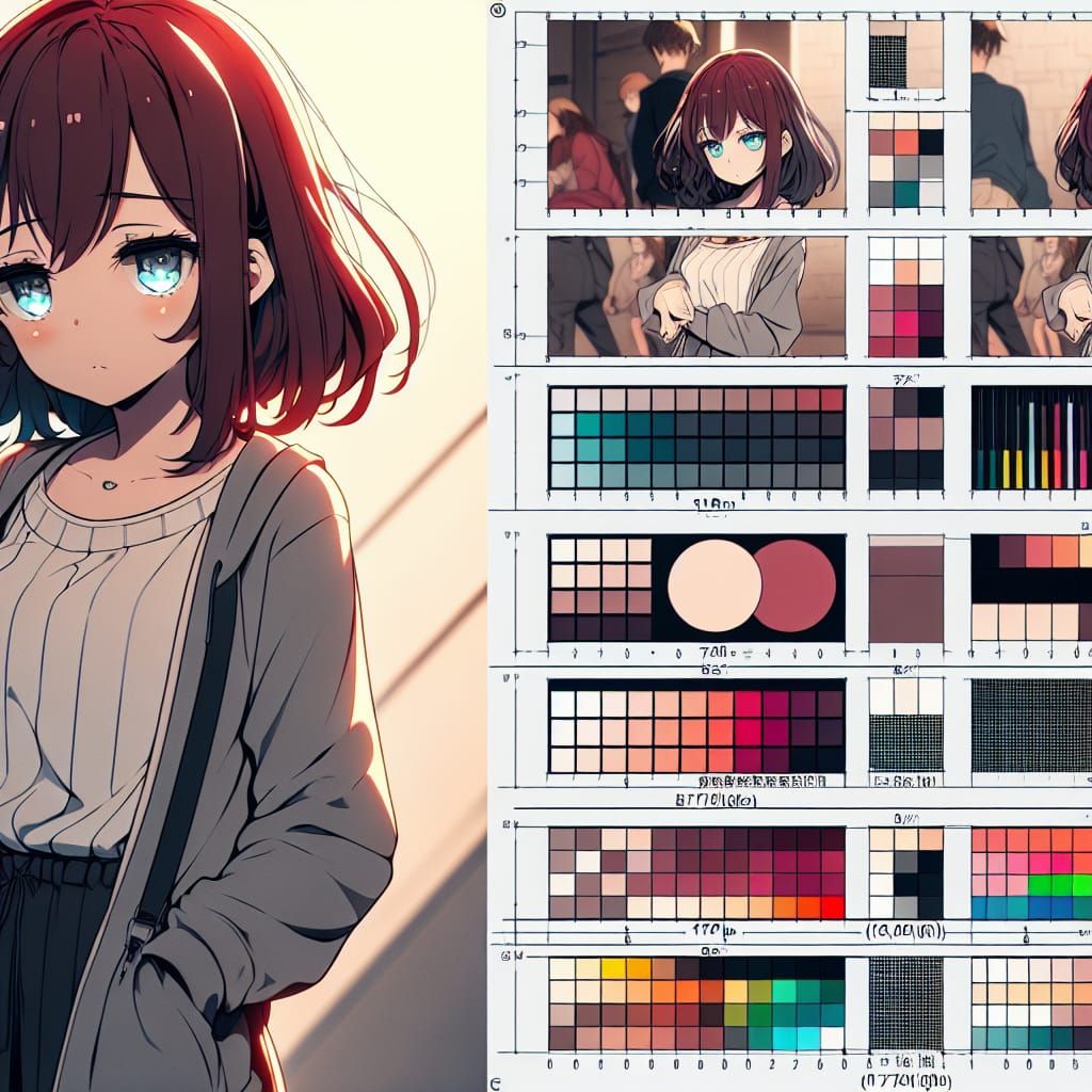 Vintage Manga Scan of Red-Haired Girl in Cel-Shaded Style