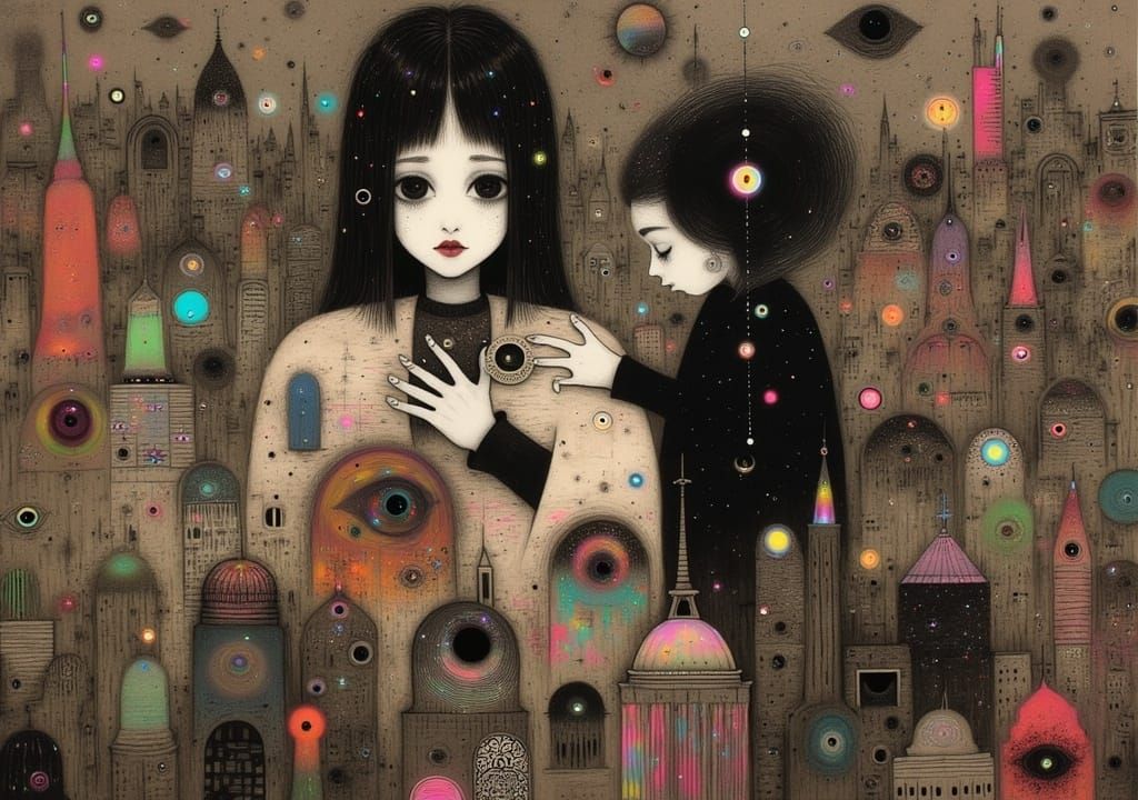 Art Deco Metropolis with Geometric and Graffiti Elements