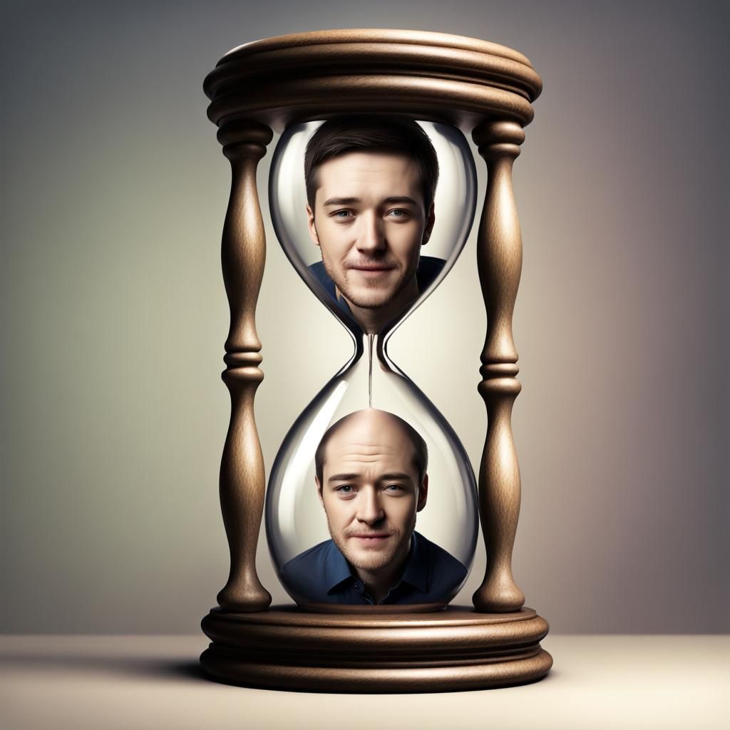 Hourglass of Life: A Photorealistic Portrait