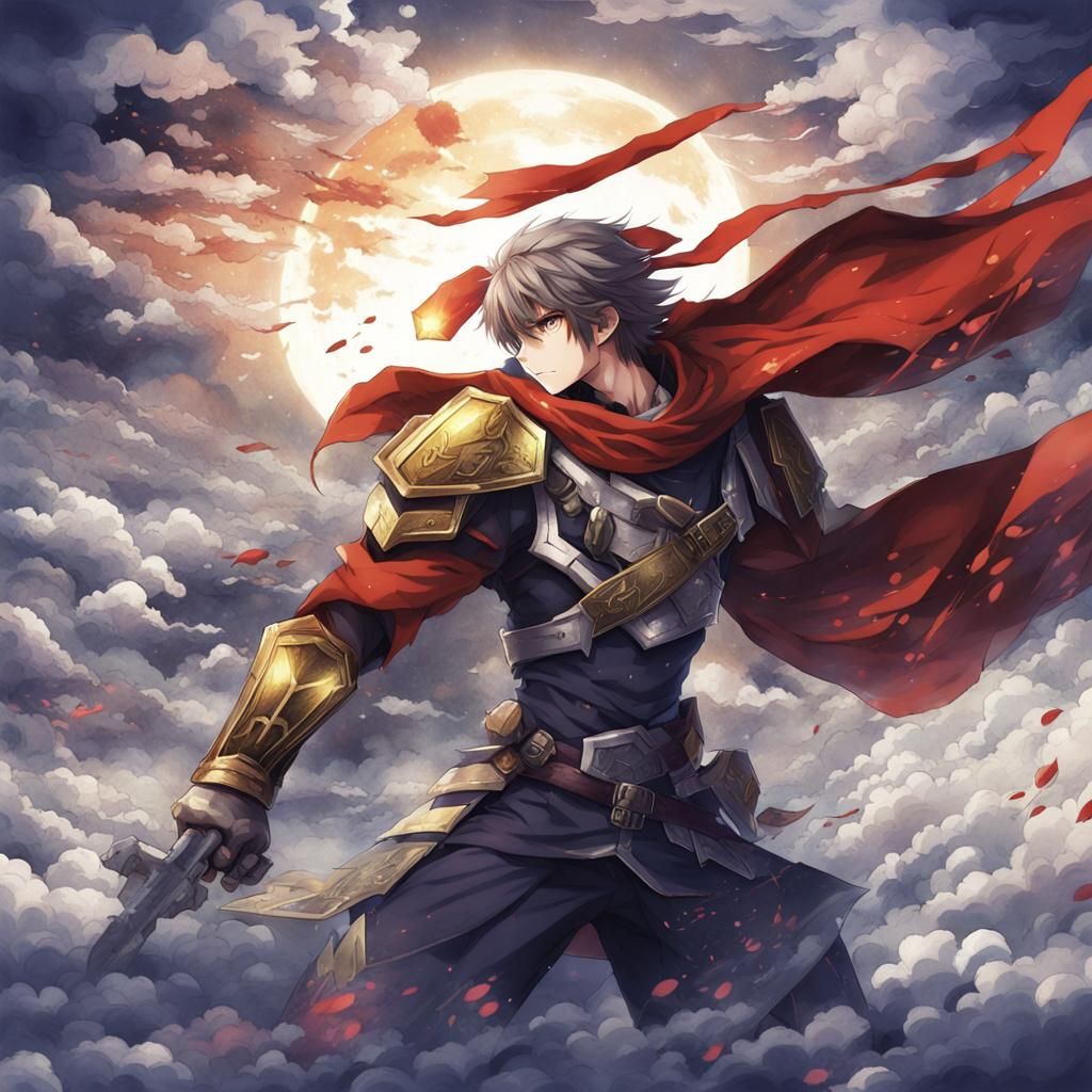 Anime Hero in Japanese Manga Style