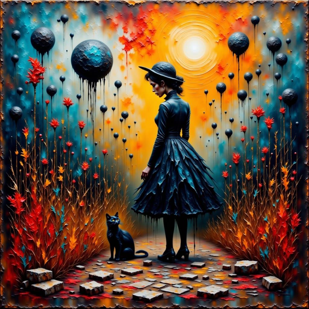 Surreal Grunge Goddess Emerges from Turbulent Canvas