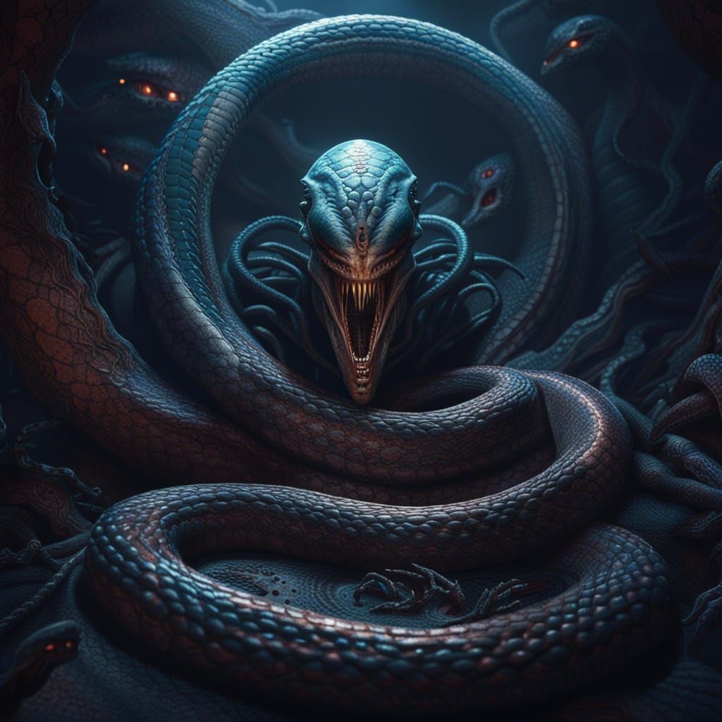 Alien in a Snake Pit: Detailed Matte Painting