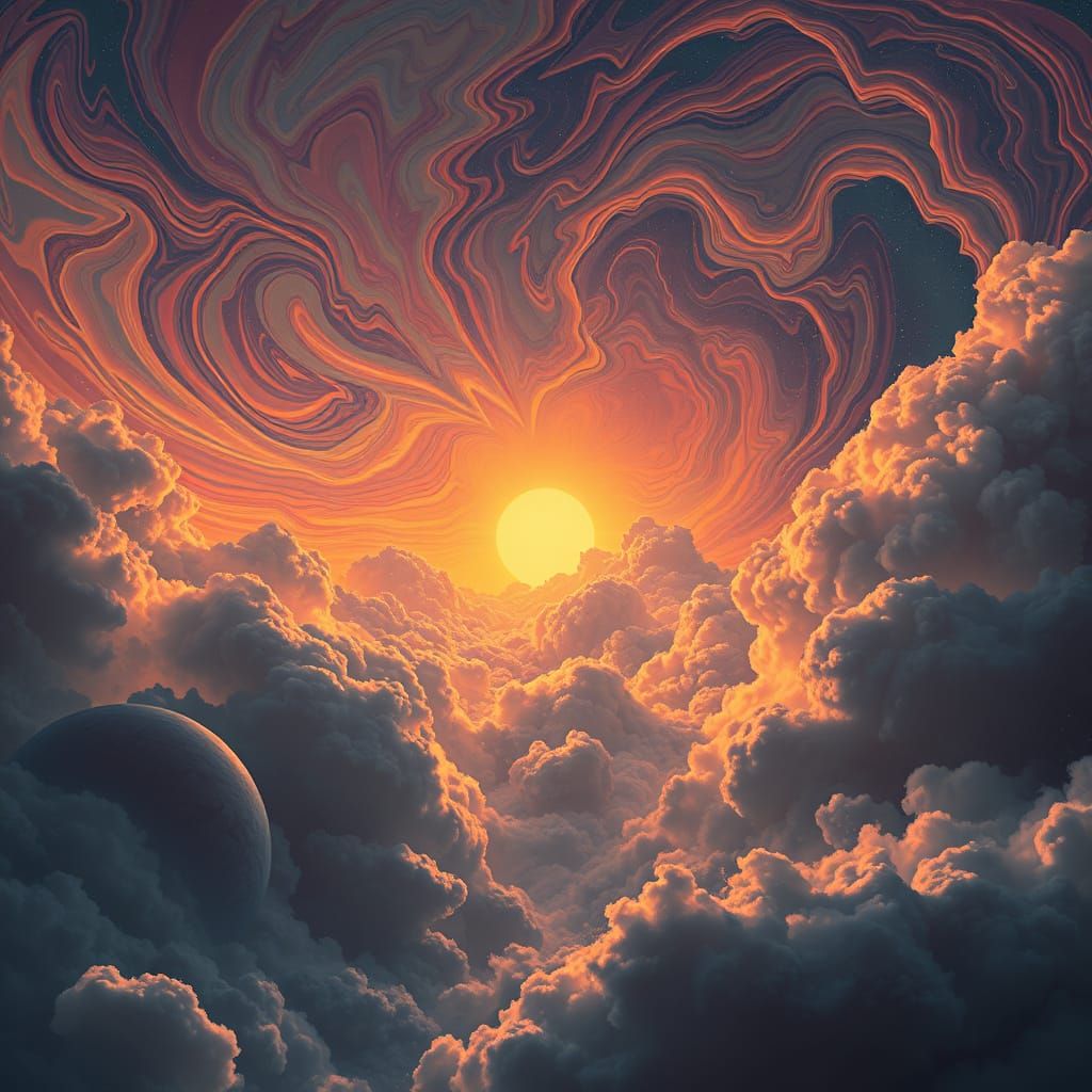 Cosmic Dawn in Retro-Futuristic Style