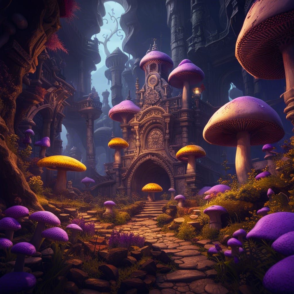 Dark Fantasy Mushroom Kingdom Concept Art