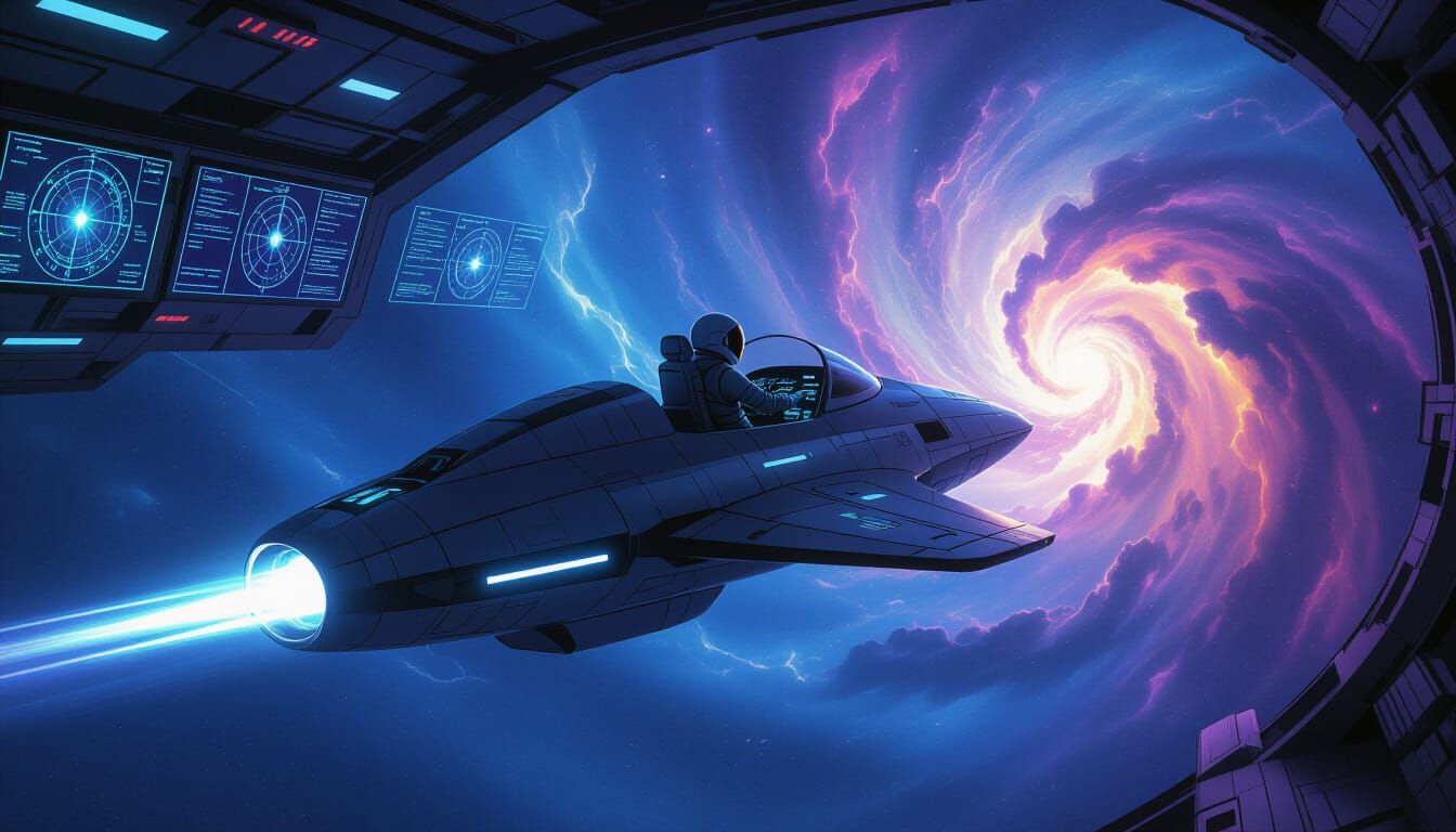 Astronaut Pilots Sloth Spaceship Through Nebula