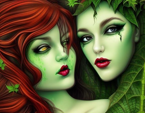 Passionate Kiss: Moonshine and Poison Ivy in Digital Art