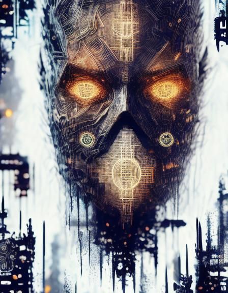 Ghost Face Mask with Electronic Imprints