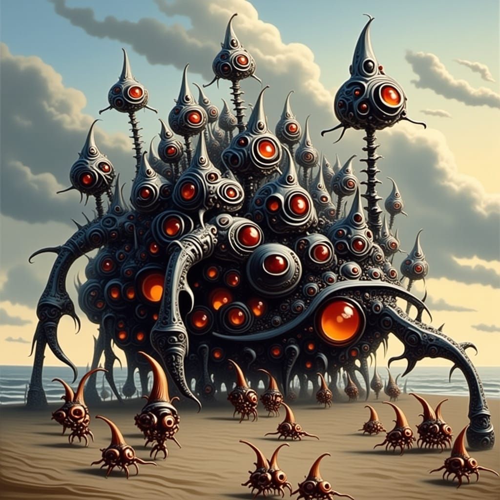 Surreal Beach Monument in Whimsy-Fantastico Style