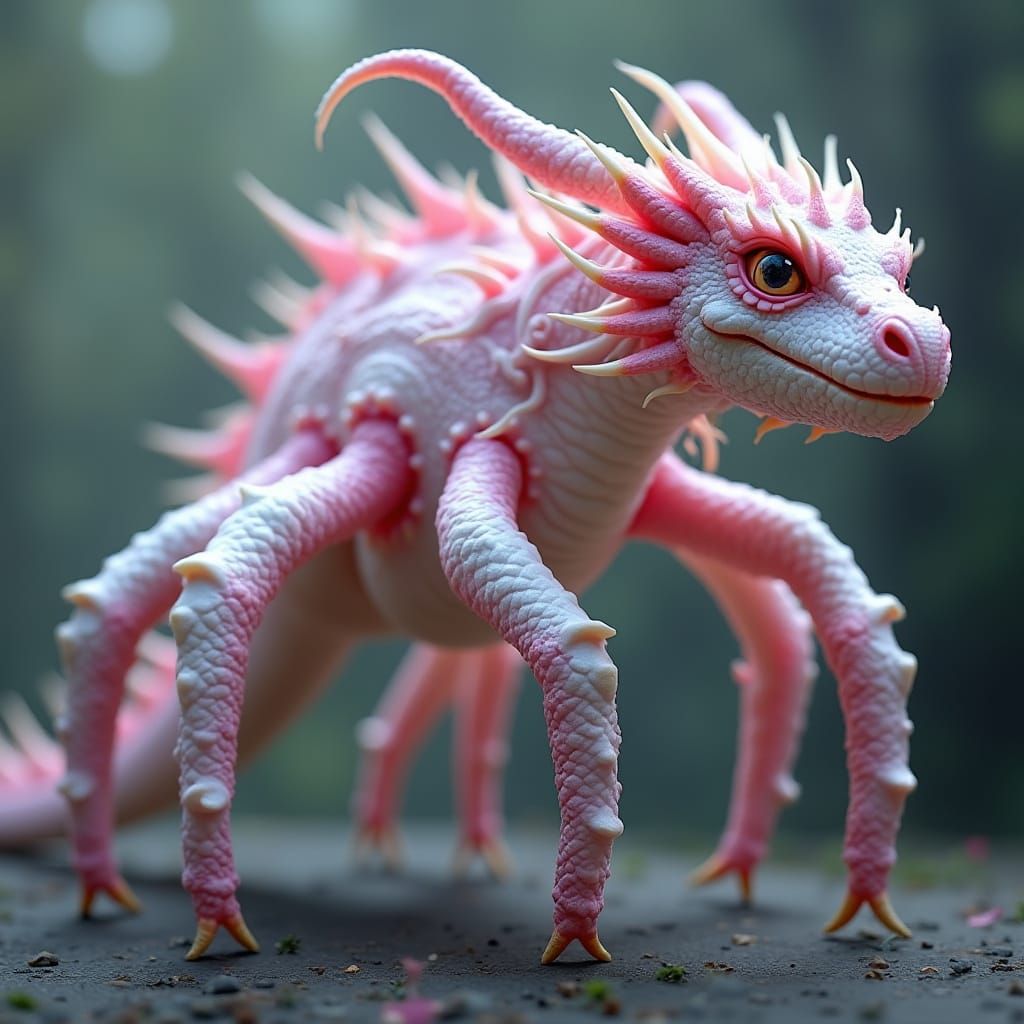 Pink Dragon Soaring in Mystical Realm