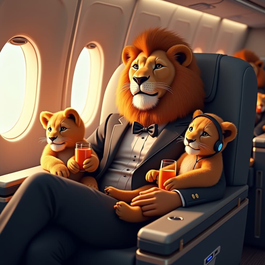 Lion Family's First Class Adventure: A Fantasy Concept