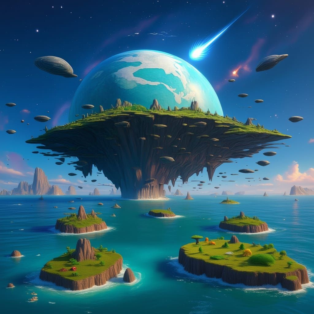 Floating Islands Above Alien Ocean
