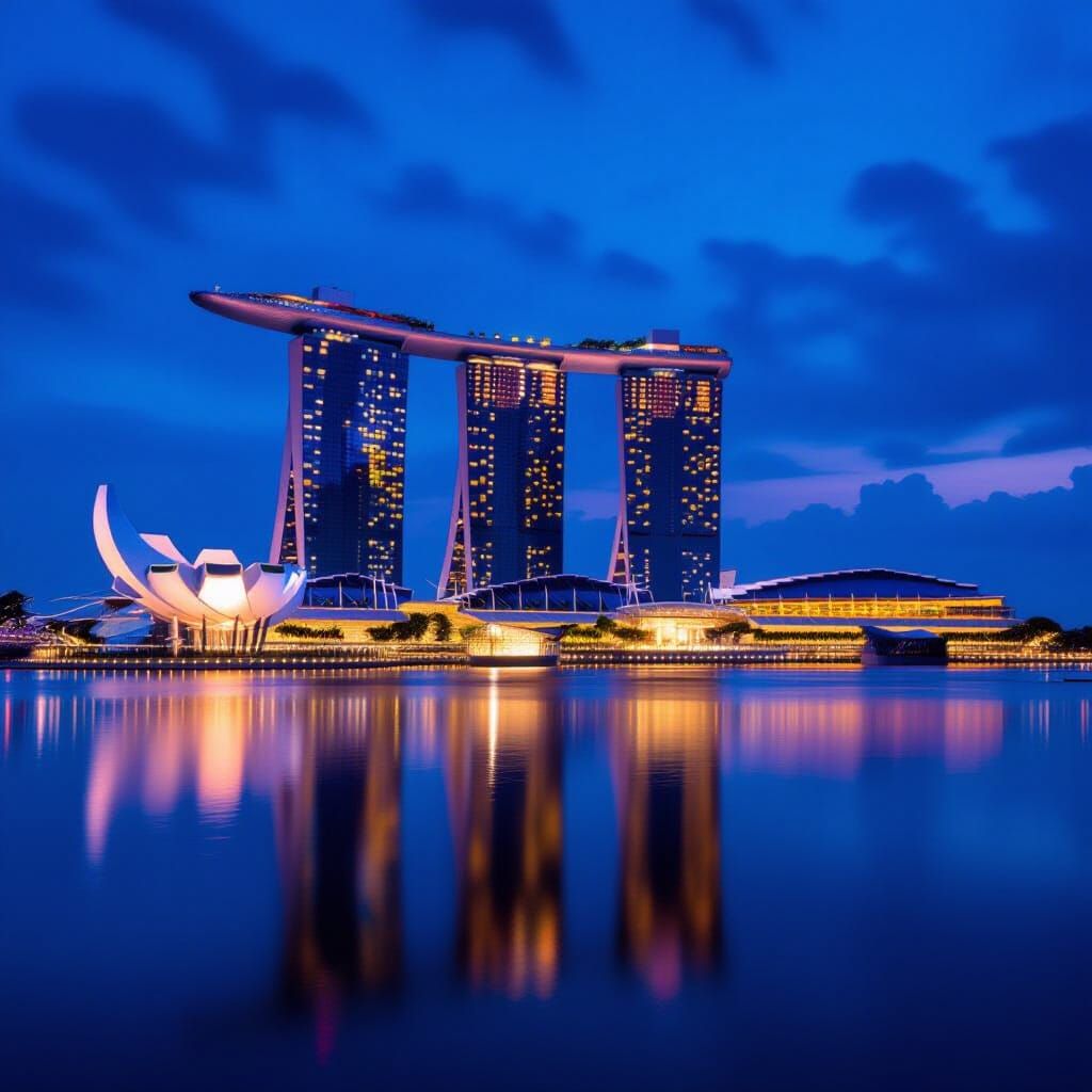 Marina Bay Sands at Night: Hyperrealistic Cityscape