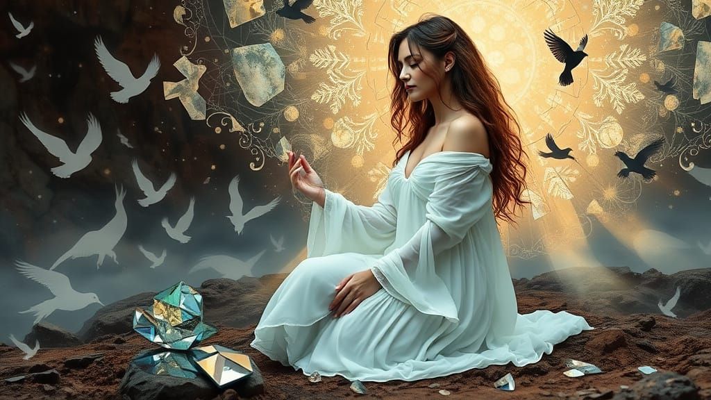 Enchantress in Mystical Landscape