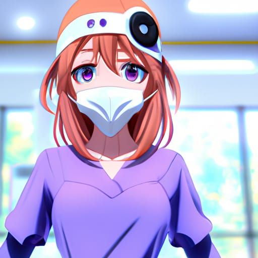 Surgical Nurse Illustration in Anime Style