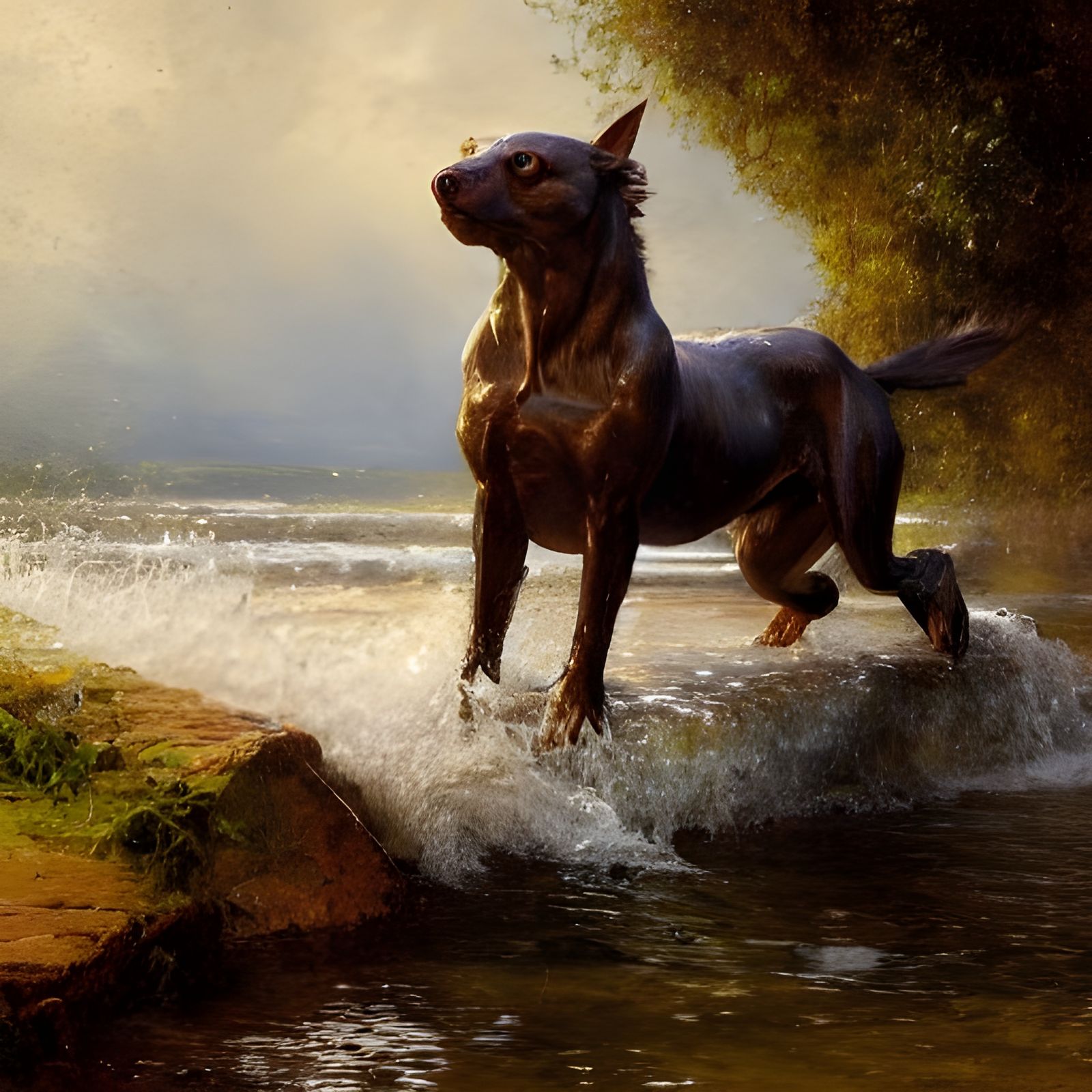 Kelpie Drowning Man: Sci-Fi Punk Art