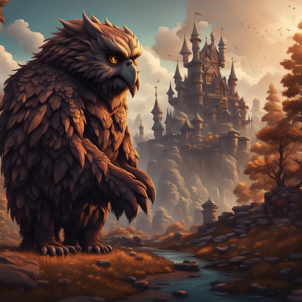 Weary Owlbear in Detailed Matte Painting
