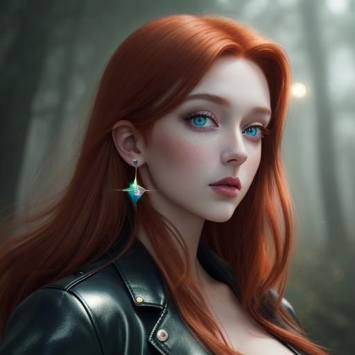 Woman in Twinkling Lights: Anime-Realism Portrait