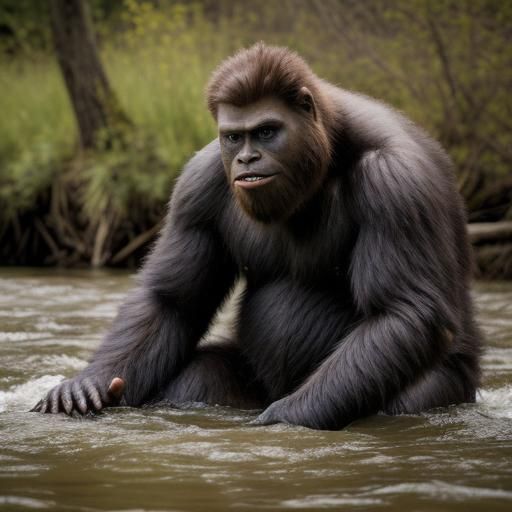 Sasquatch Family by the River, Professional Photography