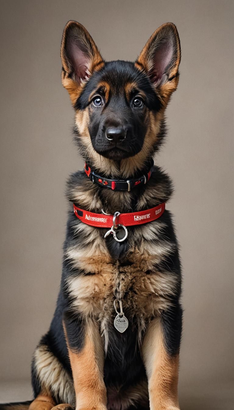 German Shepherd Puppy Portrait in Studio Lighting
