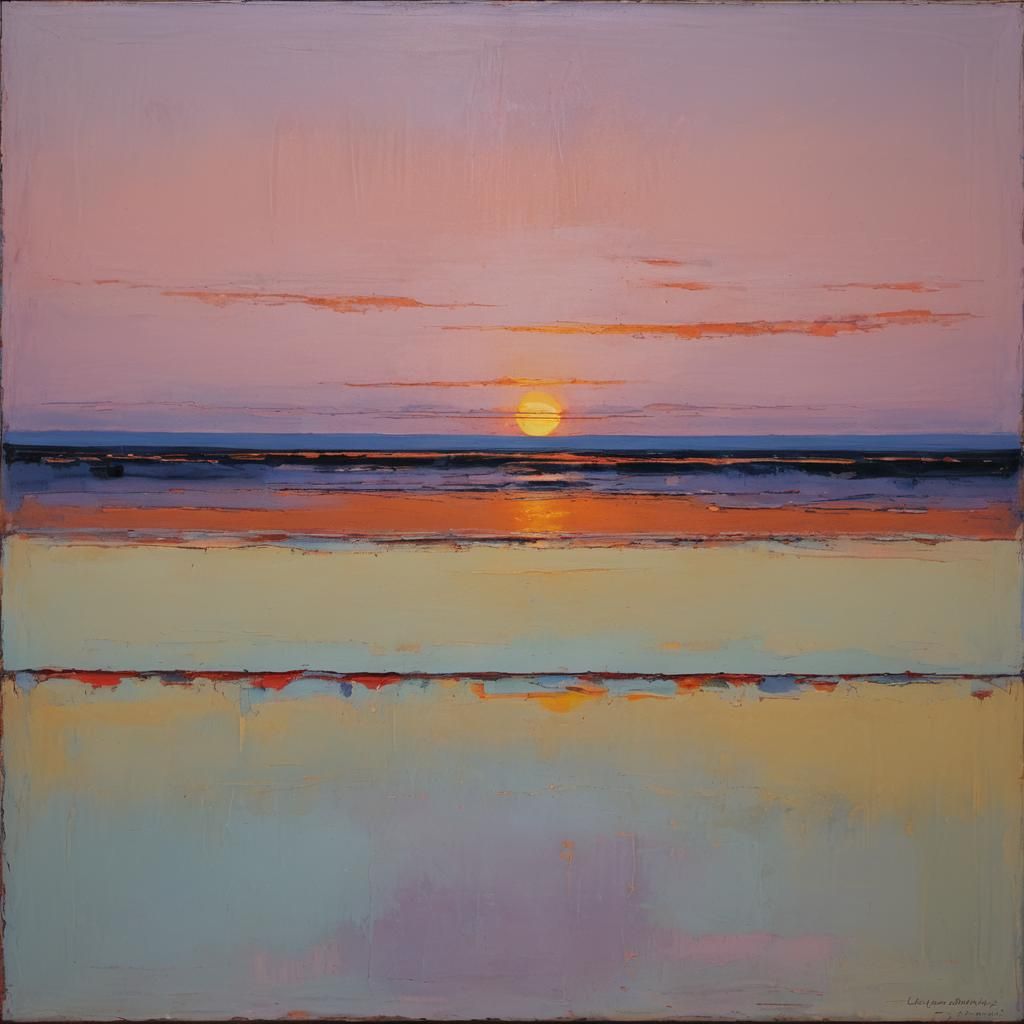 Rothko Style Sunset Minimalist Oil Painting