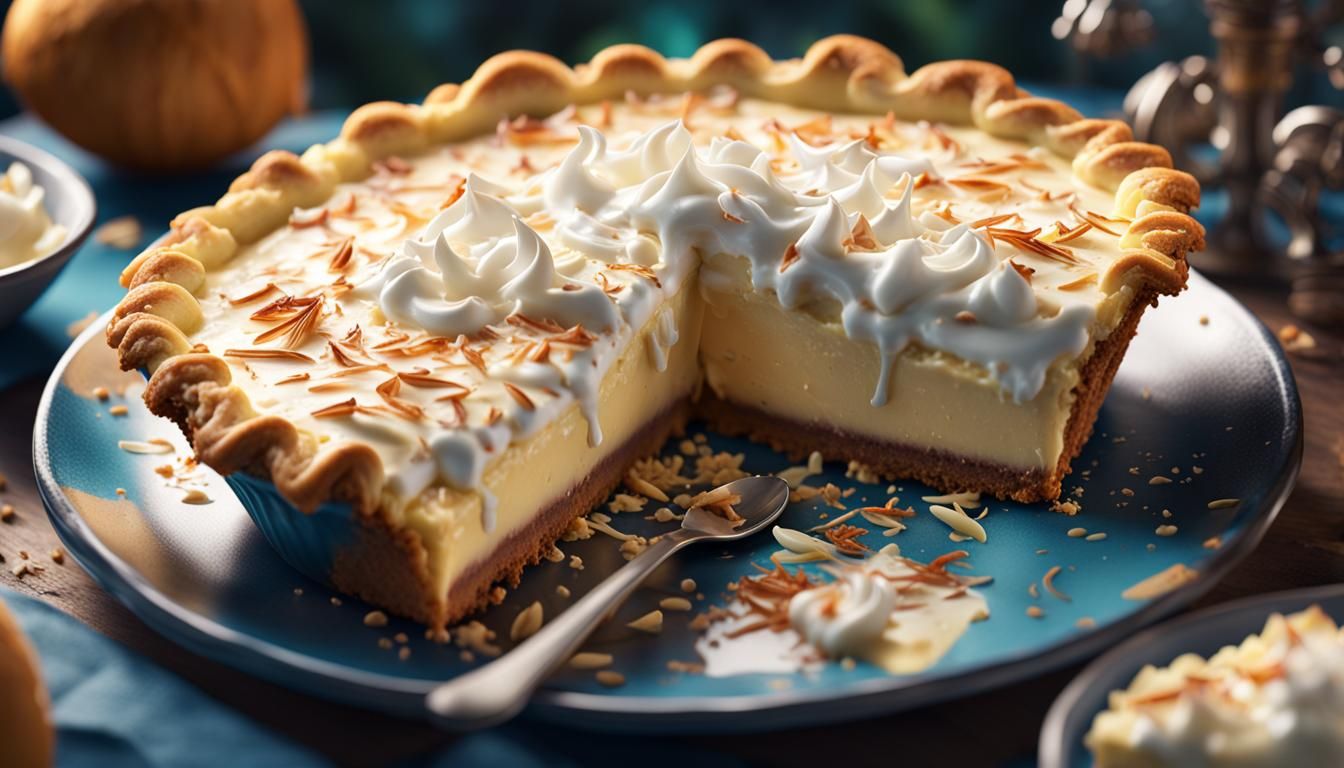 Coconut Cream Pie Slice in Detailed Matte Painting