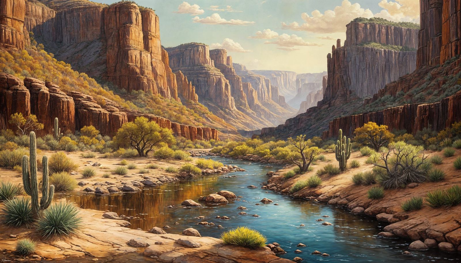 Sandy Canyon Landscape in Earthy Summer Hues