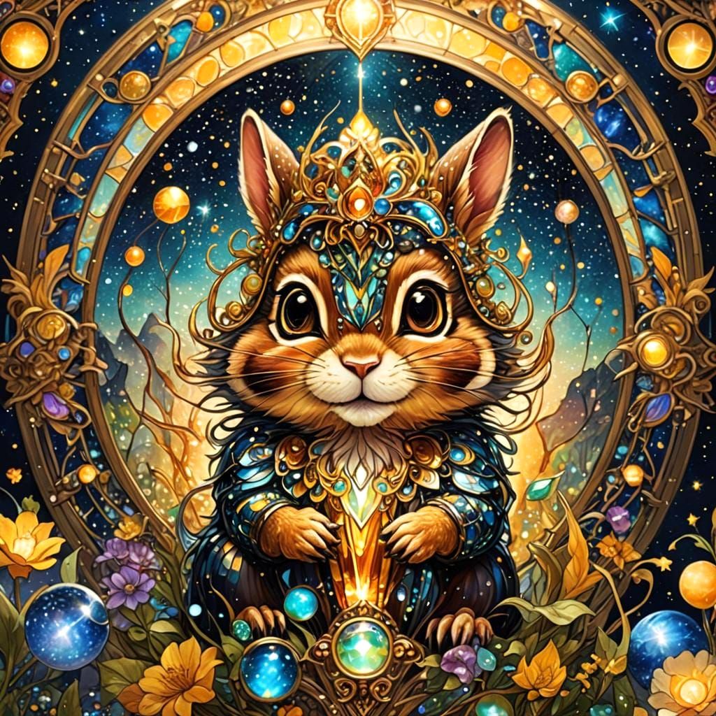 Enchanting Anime Chipmunk in Bioluminescent Forest