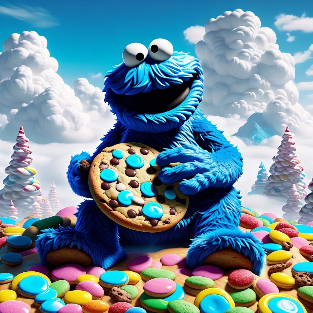 Cookie Monster's Candy Cloud Heaven: Digital Render