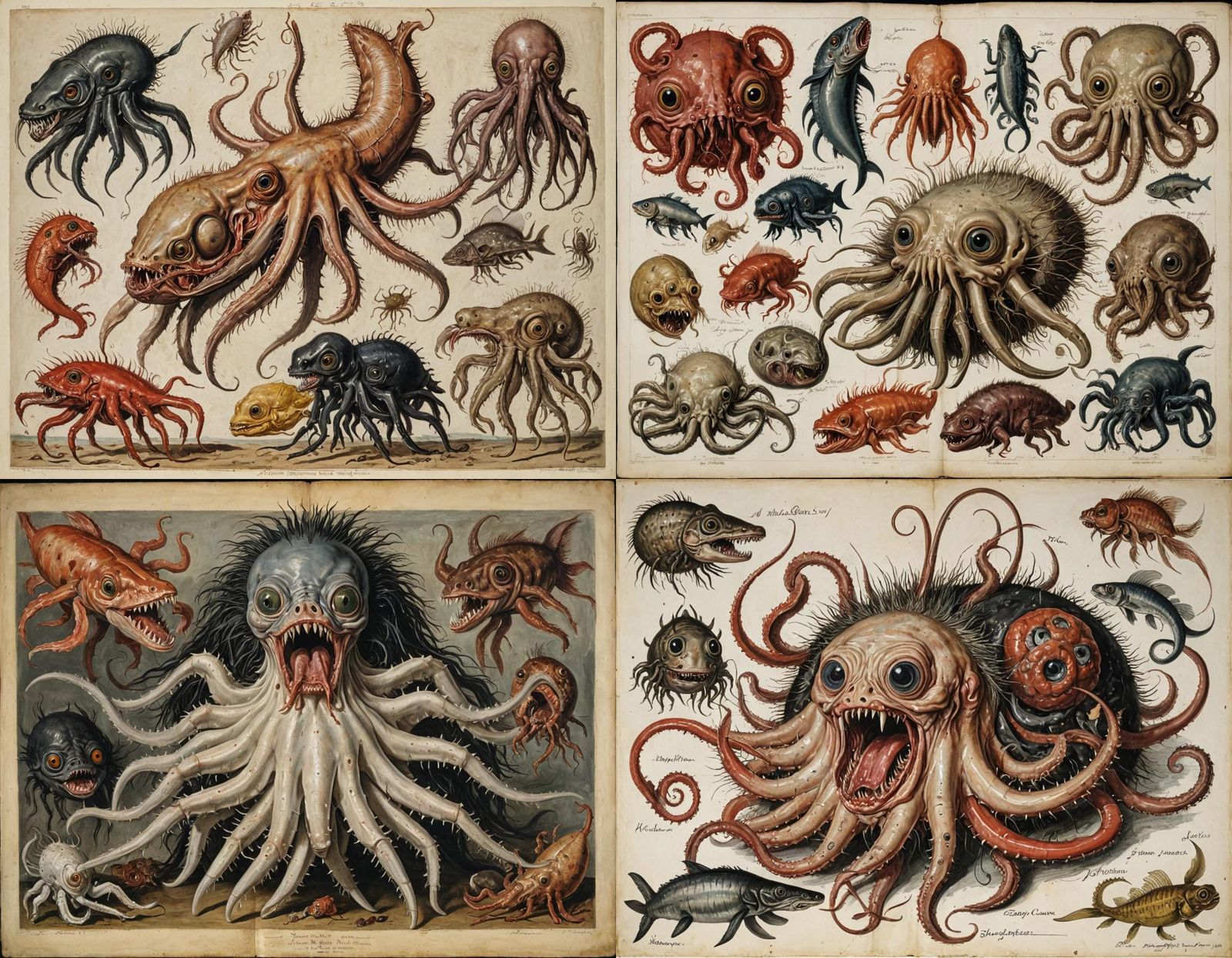 Grotesque Mutant Hybrid Creature in Expressionist Style