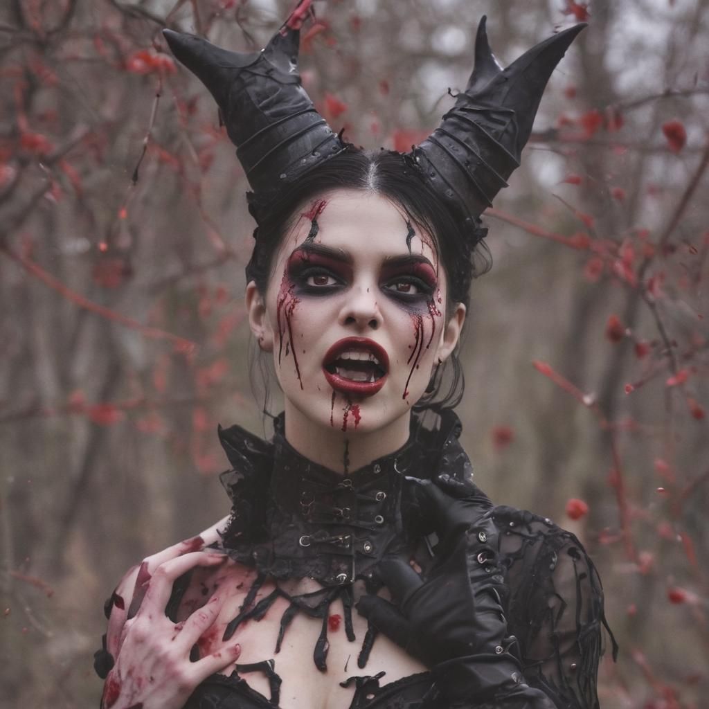 Goth Demon Vampire Reaching Out: Dark Fantasy Portrait