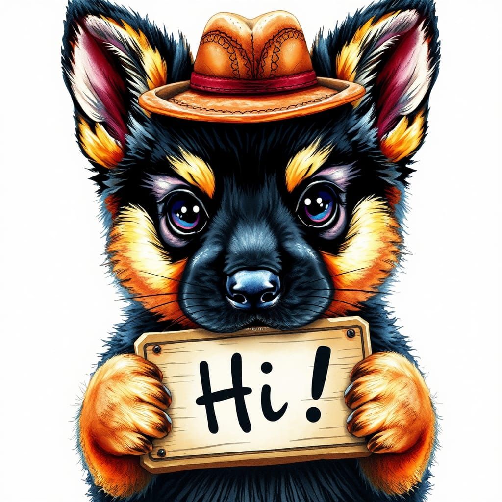 Pop-Art German Shepherd Puppy Says Hi