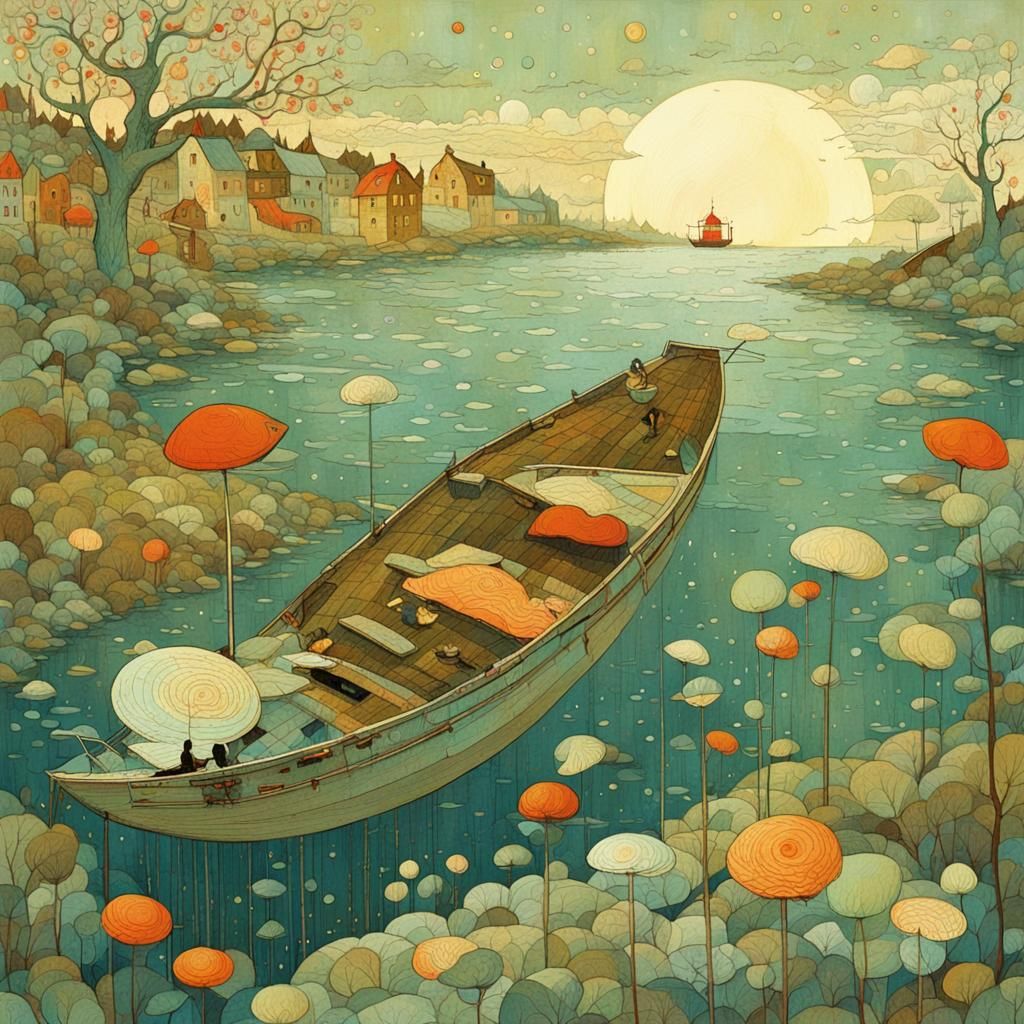 Whimsical Fantasy Scene in Playful Watercolor Style