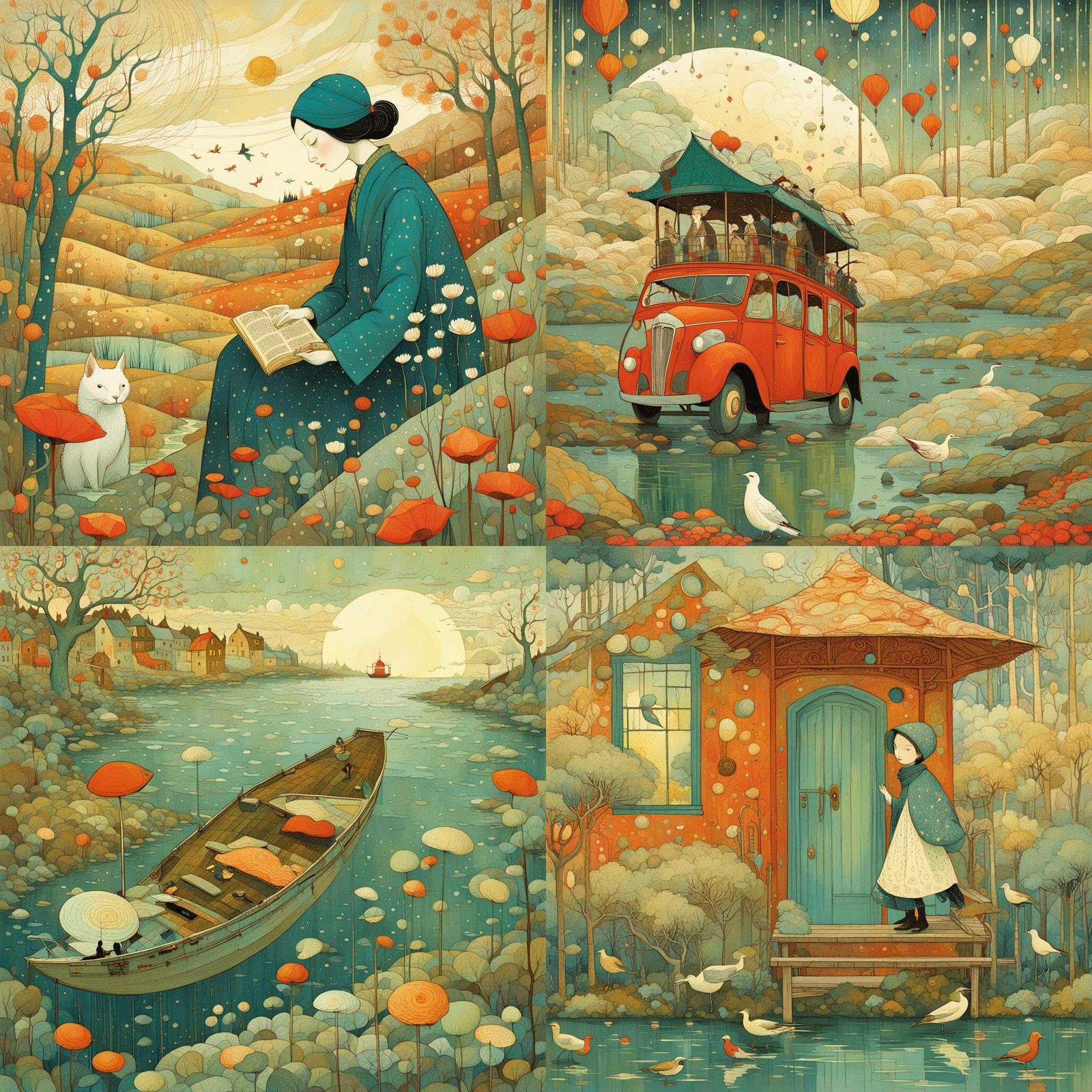 Whimsical Village in Pastel Hues