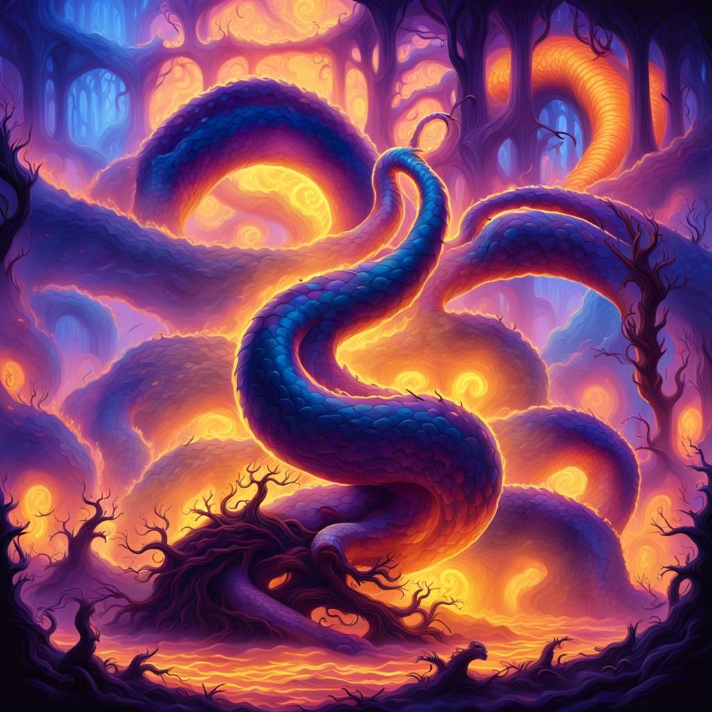 Majestic Lamia in Gothic Landscape, Matte Painting