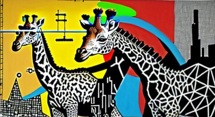 Giraffe Circuit Board in Experimental Art Style