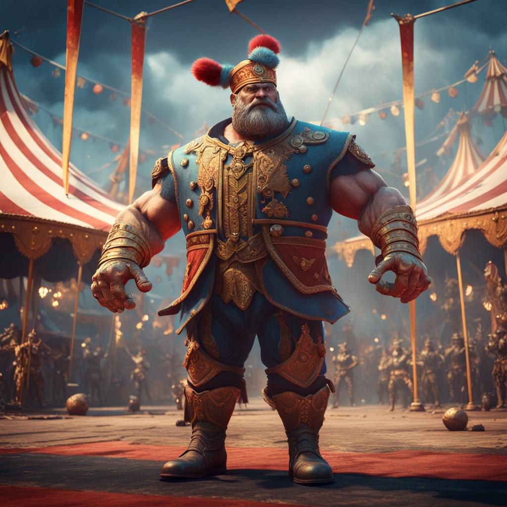 Epic Circus Strongman in Cinematic Detail