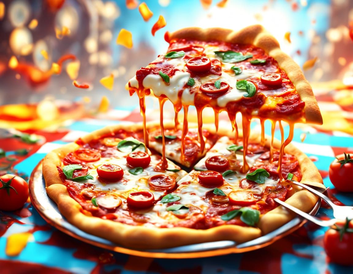 Surreal Pizza Eating Pizza in Digital Art