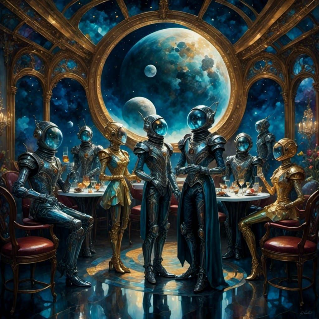 Lunar Bots at Futuristic Moon Restaurant